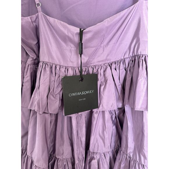 NWT $465 Cynthia Rowley Silk Taffeta Peplum Purple Babydoll Dress Sz 8 Run Small - Picture 8 of 12